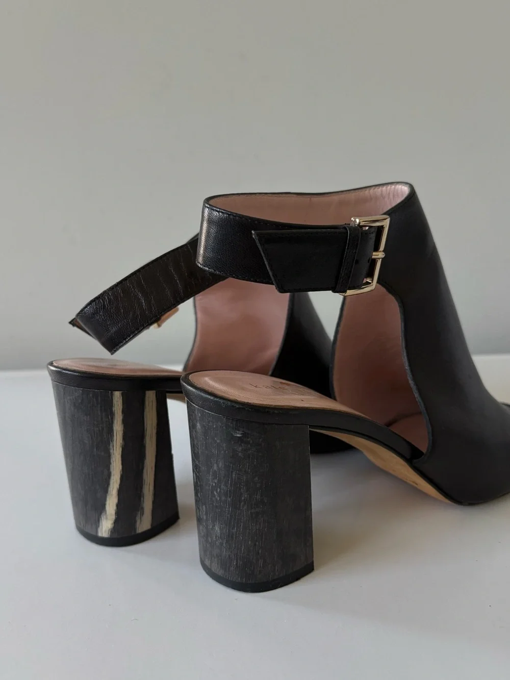 Kate Spade New York Black Leather Peep Toe Slingback Heels Italy Size 8.5 M